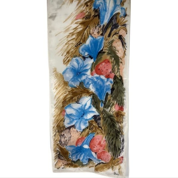 Vera Neumann Accessories - Vera Neumann Silk Scarf Blue Pink Flowers Oblong